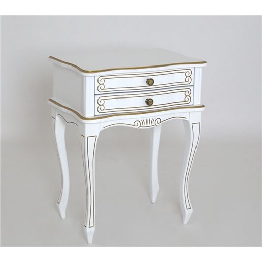 Прикроватная тумба-31 (2 ящика) Белый с золотом