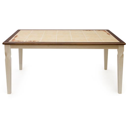 Стол обеденный с плиткой Эмир 3760Р Античный белый/Тёмный дуб