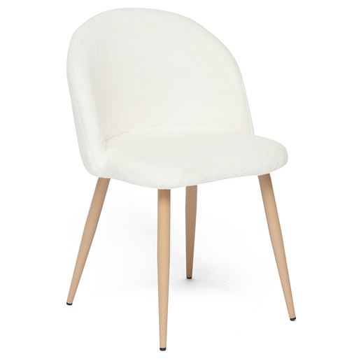 Стул на металлокаркасе MELODY Белый плюш/Бук