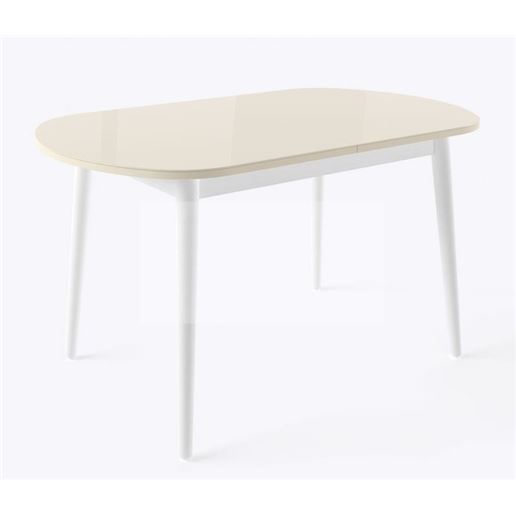 Стол Бейз МХ 130х80 со стеклом  Кремовый/Белый