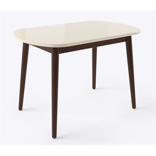 Стол Бейз МХ 130х80 со стеклом Кремовый/Темное дерево