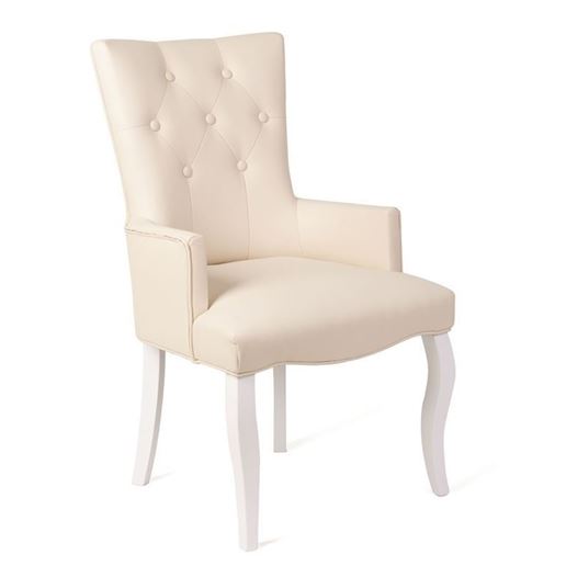 Кресло Виктория Эмаль белая/4 Кремовый (Кожзам)