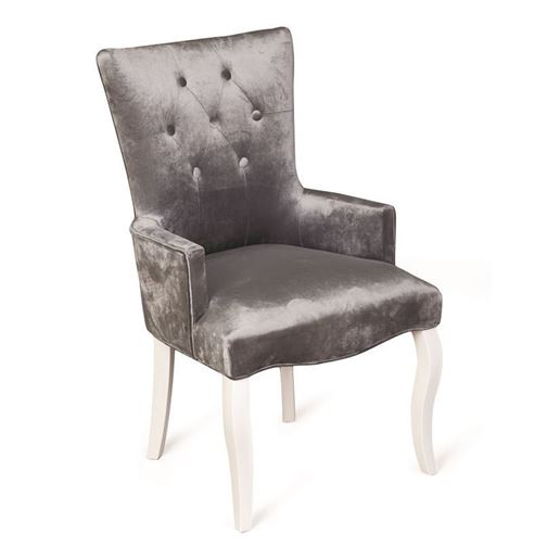 Кресло Виктория Эмаль белая/36 Голубовато-серый