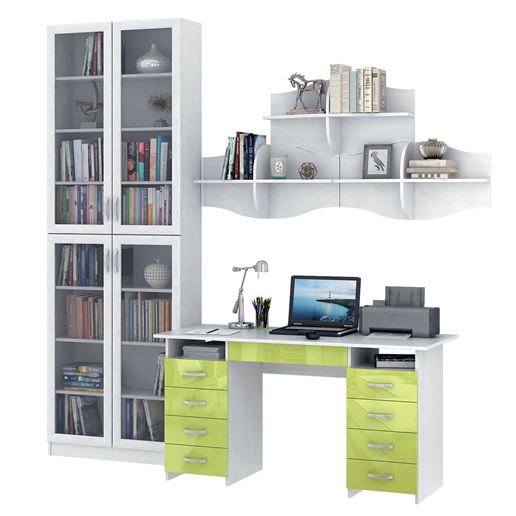 Уголок школьника Милан УШ-10Я-02 Глянец белый / лайм