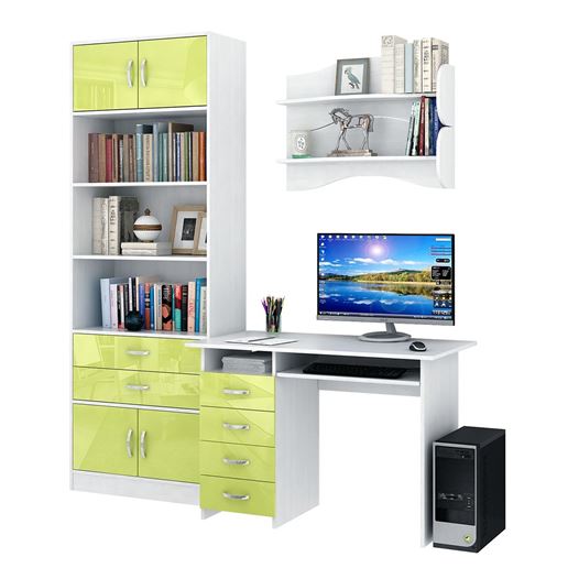 Уголок школьника Милан УШ-3-01 Глянец белый / лайм