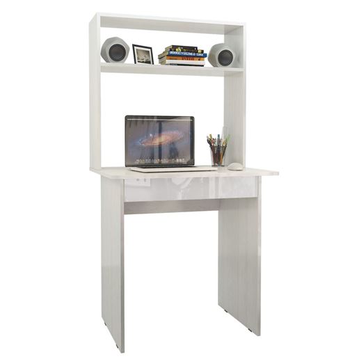 Стол компьютерный Милан-2Я Глянец, с надставкой белый / белый