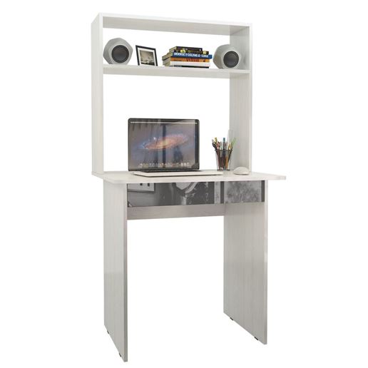 Стол компьютерный Милан-2Я Глянец, с надставкой белый / серый