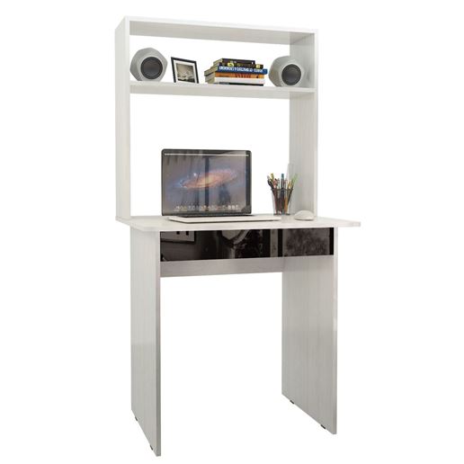 Стол компьютерный Милан-2Я Глянец, с надставкой белый / чёрный