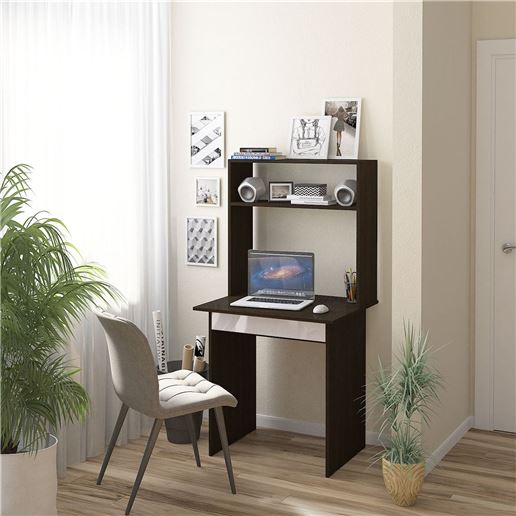 Стол компьютерный Милан-2Я Глянец, с надставкой венге / белый