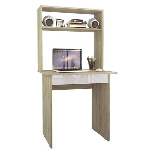 Стол компьютерный Милан-2Я Глянец, с надставкой дуб сонома / белый