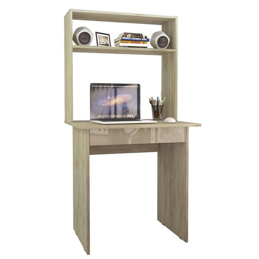 Стол компьютерный Милан-2Я Глянец, с надставкой дуб сонома / капучино