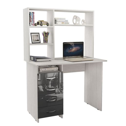 Стол письменный Милан, Левый/Правый Глянец, с надставкой белый / серый