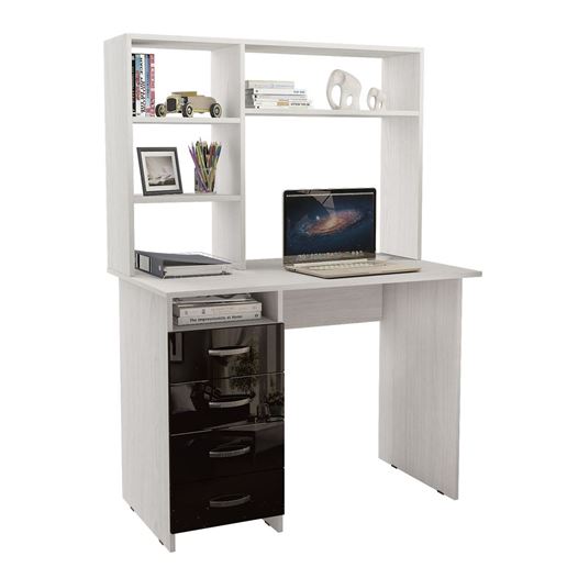 Стол письменный Милан, Левый/Правый Глянец, с надставкой белый / чёрный