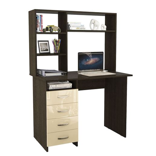 Стол письменный Милан, Левый/Правый Глянец, с надставкой венге / бежевый