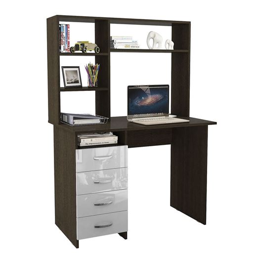 Стол письменный Милан, Левый/Правый Глянец, с надставкой венге / белый