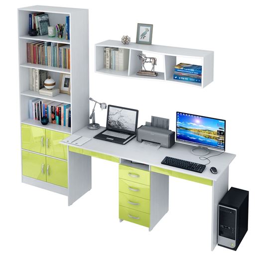 Уголок школьника Тандем УШ-2Я-02 Глянец белый / лайм