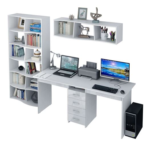 Уголок школьника Тандем УШ-2Я-03 Глянец белый / белый