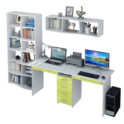 Уголок школьника Тандем УШ-2Я-03 Глянец белый / лайм