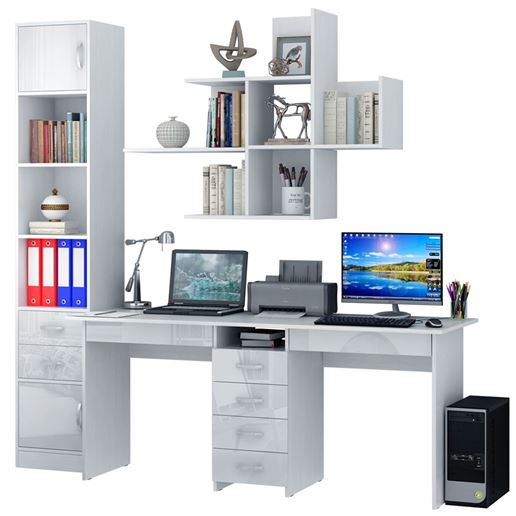 Уголок школьника Тандем УШ-2Я-06 Глянец белый / белый