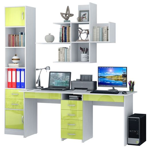 Уголок школьника Тандем УШ-2Я-06 Глянец белый / лайм