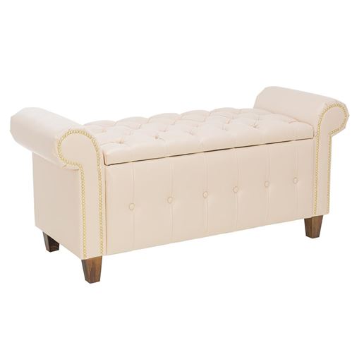 Банкетка Leset Classic-Б1 Экокожа Бежевая/ножки орех