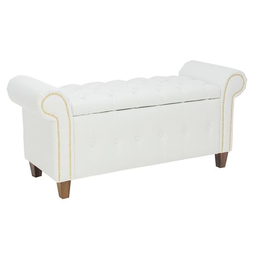 Банкетка Leset Classic-Б1 Экокожа Белая/ножки орех