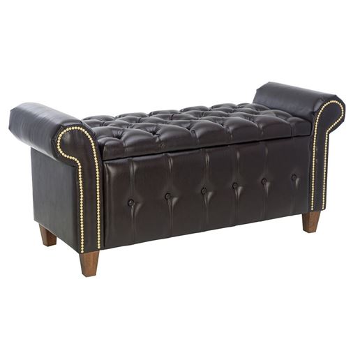 Банкетка Leset Classic-Б1 Экокожа Коричневая/ножки орех