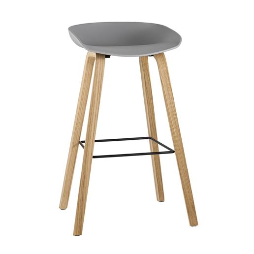 Барный стул Libra серый, пластик, ножки под натуральное дерево