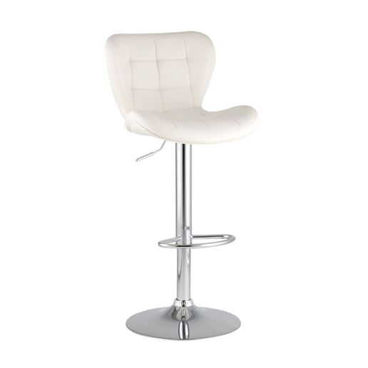 Барный стул PORSCHE белый экокожа, прострочка, газлифт, хром