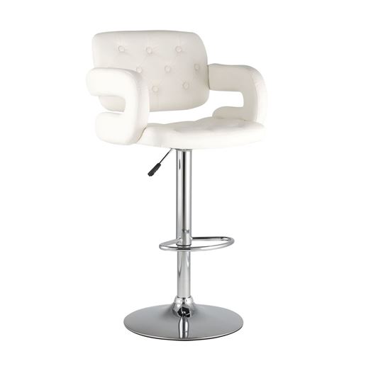 Барный стул Бентли белый PU-кожа, дугообразные подлокотники
