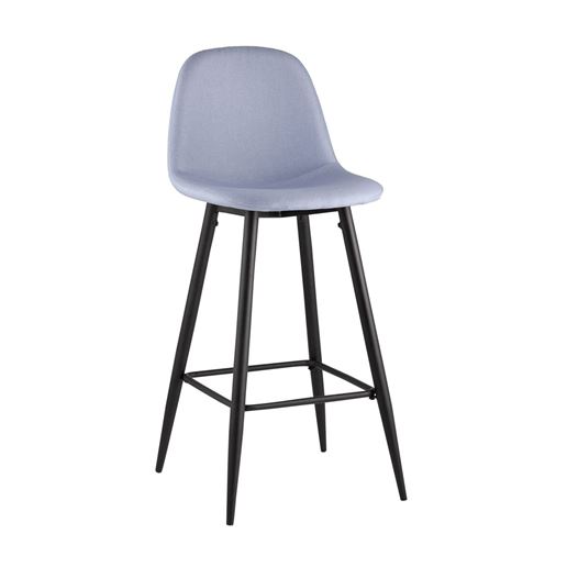 Барный стул Валенсия небесно-голубойстальной каркас, ткань из рогожки