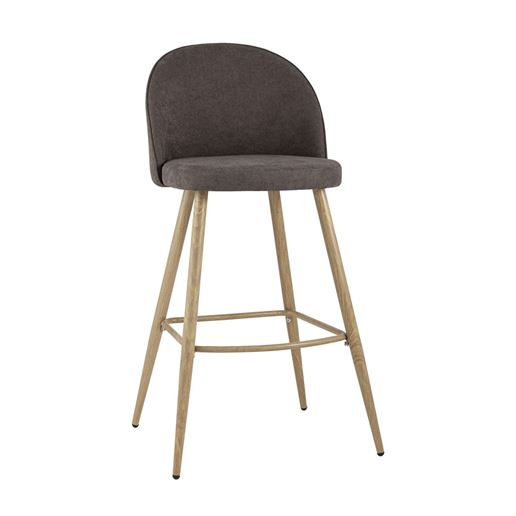 Барный стул Лион обивка шенилл коричневая, ножки металлические в цвет светлого дерева