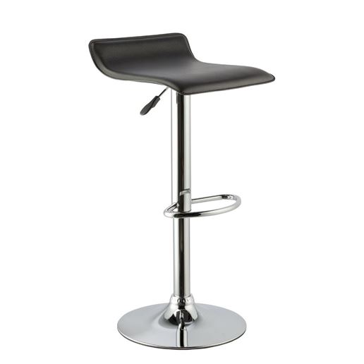 Барный стул Хай-Тек черный обивка экокожа, хромированная ножка, газ-лифт