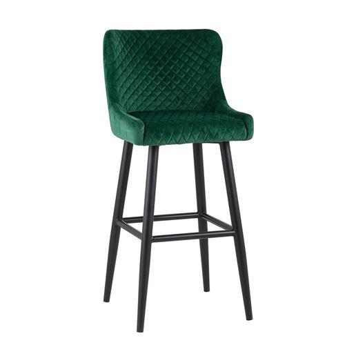 Стул барный Ститч велюр изумрудный, обивка из мебельной велюровой ткани