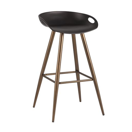 Стул барный Флэш черный, бронзовые ножки