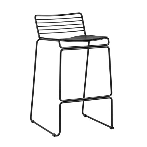 Стул полубарный Danny черный металл с черной подушкой из экокожи