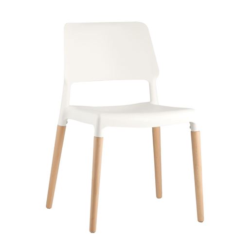 Стул BISTRO белый, натуральный некрашеный массив бука, матовый белый пластик