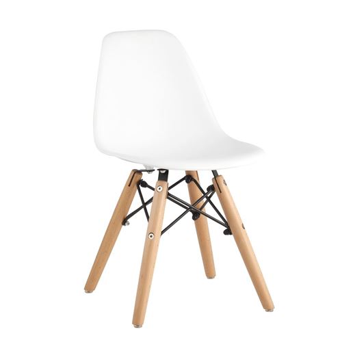 Стул DSW детский белый, полипропилен, сталь, натуральный массив бука