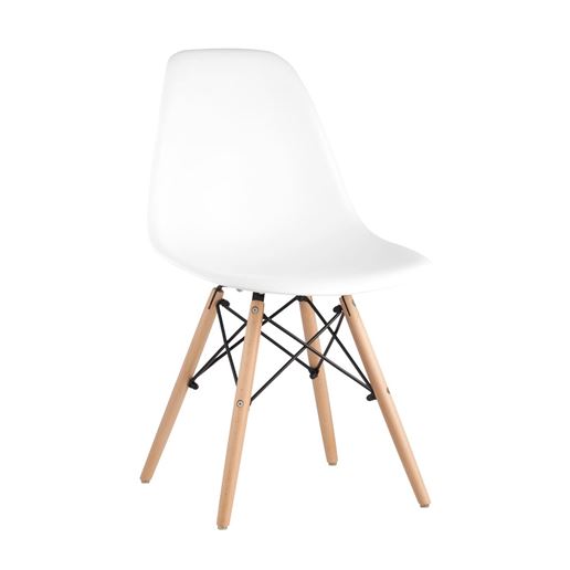 Стул Eames DSW белый пластиковый, ножки массив бука