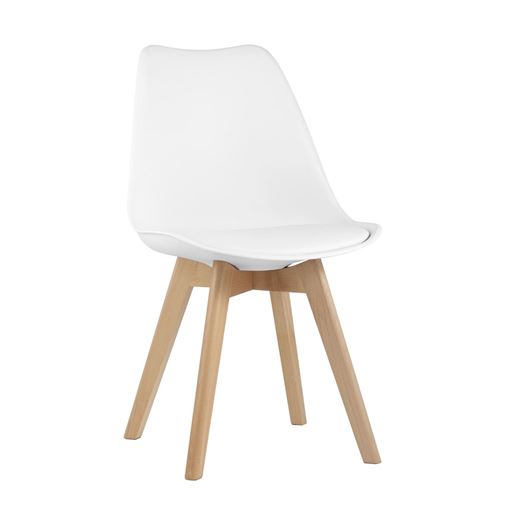 Стул FRANKFURT белый, сиденье экокожа, белый пластик, массив бука