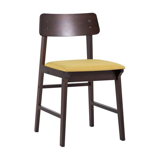 Стул ODEN желтый обеденный деревянный массив гевеи с мягким сиденьем и спинкой