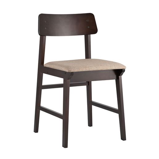 Стул ODEN коричневый обеденный деревянный массив гевеи с мягким сиденьем и спинкой