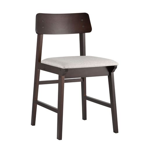 Стул ODEN светло-серый обеденный деревянный массив гевеи с мягким сиденьем и спинкой