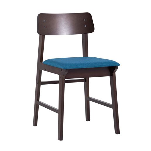 Стул ODEN синий обеденный деревянный массив гевеи с мягким сиденьем и спинкой