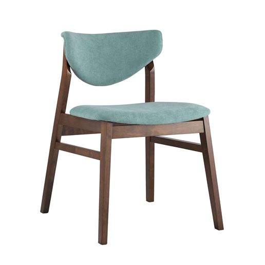 Стул RAGNAR обеденный деревянный с мягким синим тканевым сиденьем