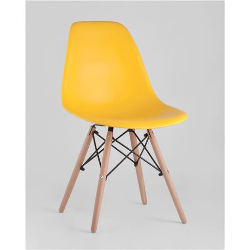 Стул Style DSW желтый, высокопрочный литой полипропилен, сталь, натуральный массив бука
