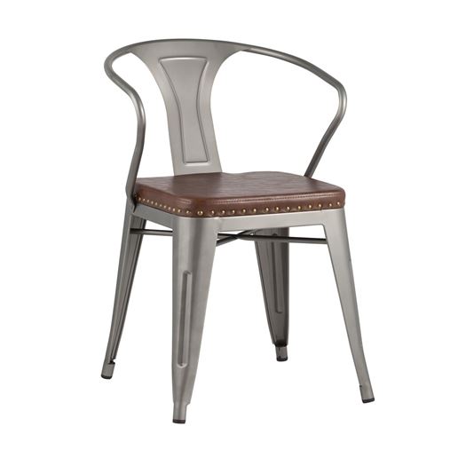 Стул Tolix ARMS SOFT с подлокотниками серебристый пластик, металл