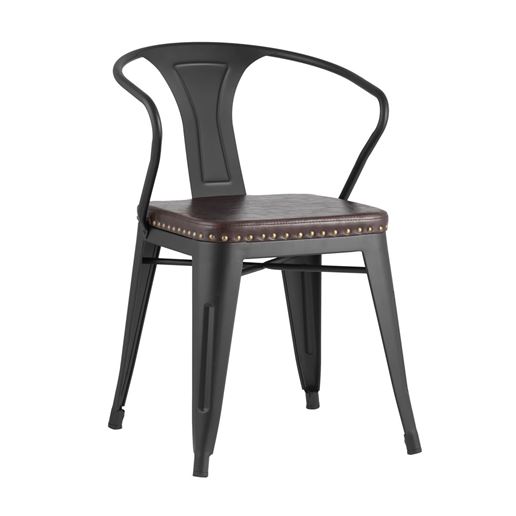 Стул Tolix ARMS SOFT с подлокотниками черный матовый пластик, металл