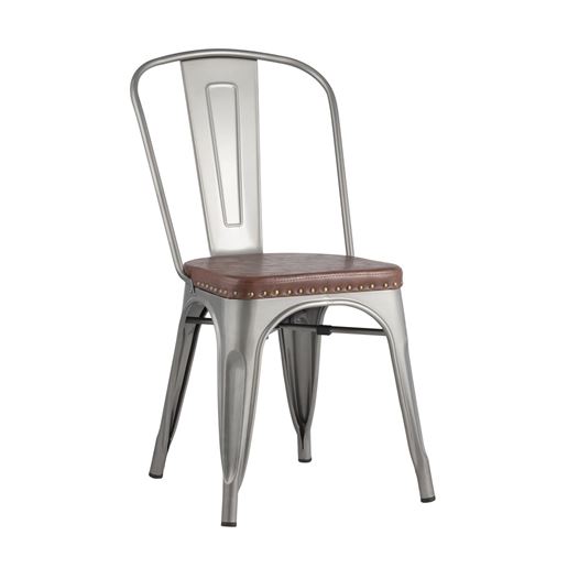 Стул Tolix SOFT серебристый, экокожа, пластик, металл