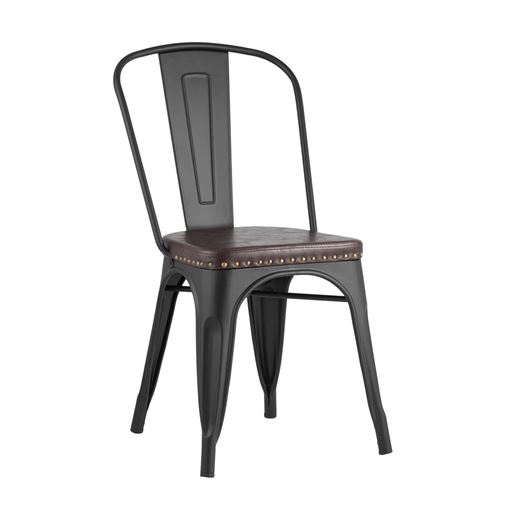 Стул Tolix SOFT черный матовый, экокожа, пластик, металл